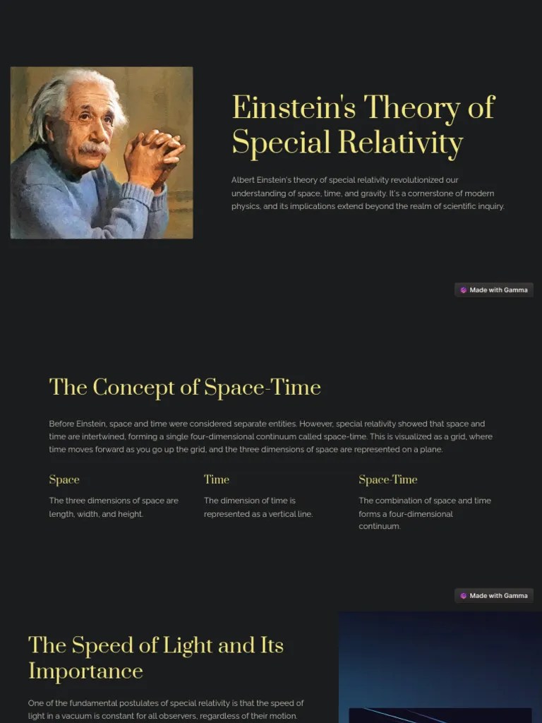 Einsteins Theory Of Special Relativity | PDF