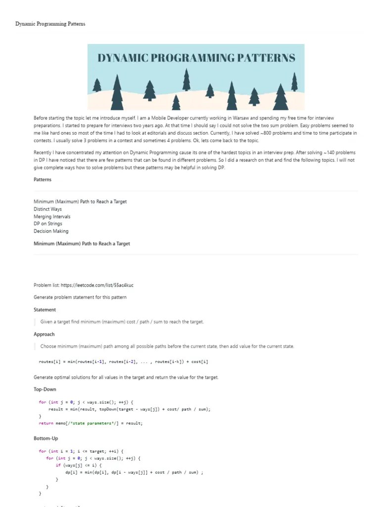 Dynamic Programming Patterns - LeetCode Discuss | PDF