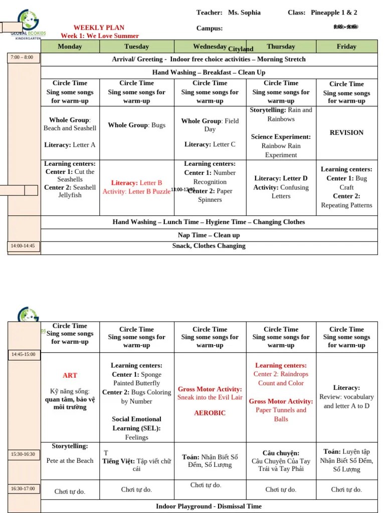 Pineapple 1 & 2 - We Love Summer - Week 1 | PDF