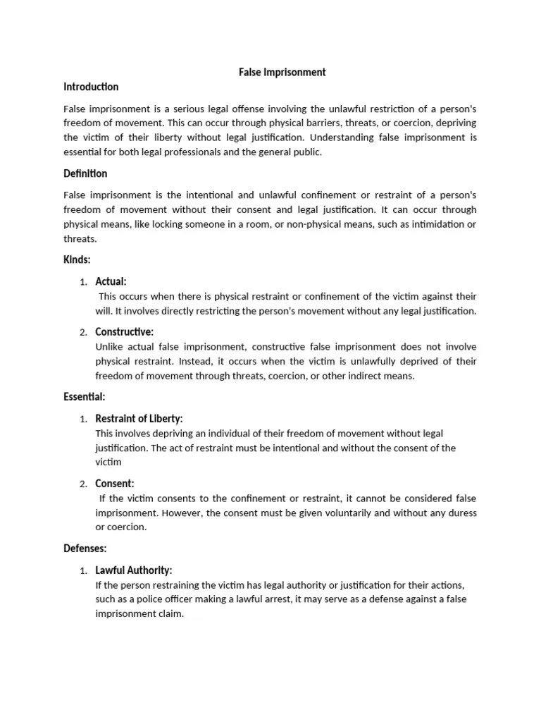 False Imprisonment | PDF