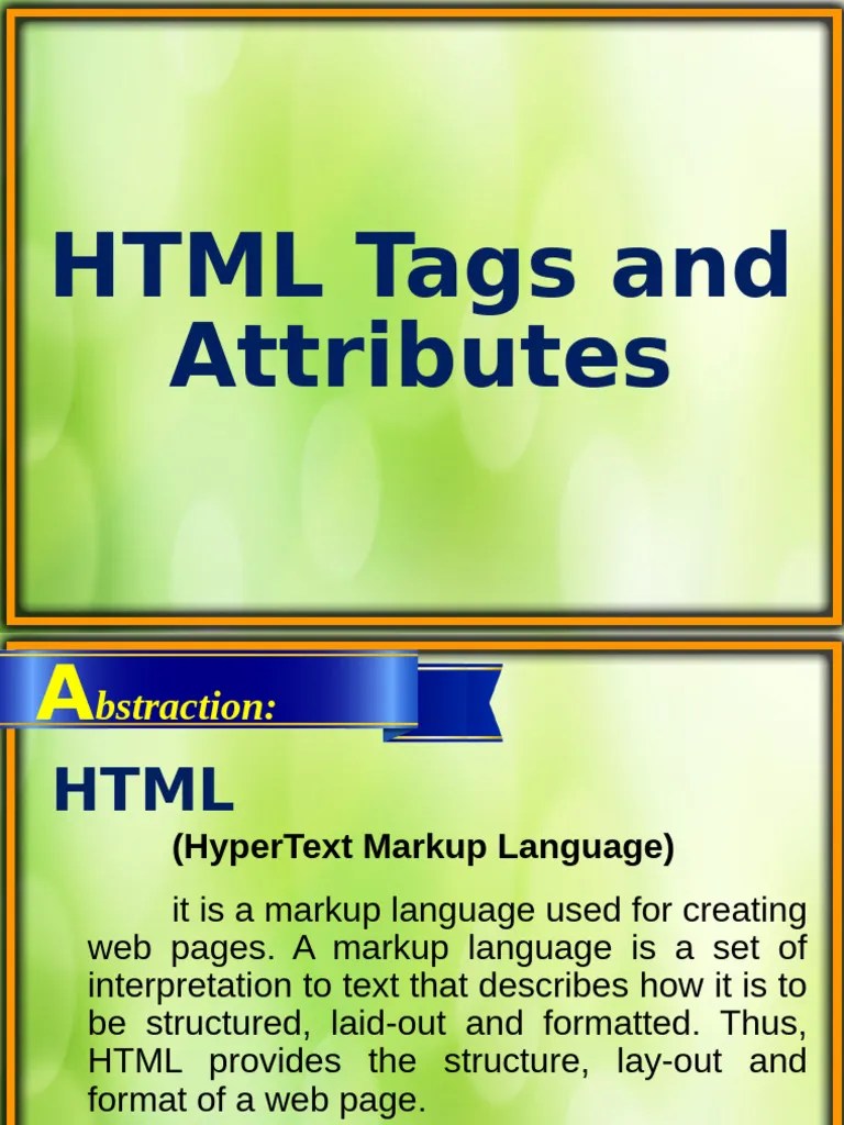 Lesson 6 HTML Tags And Attributes | PDF