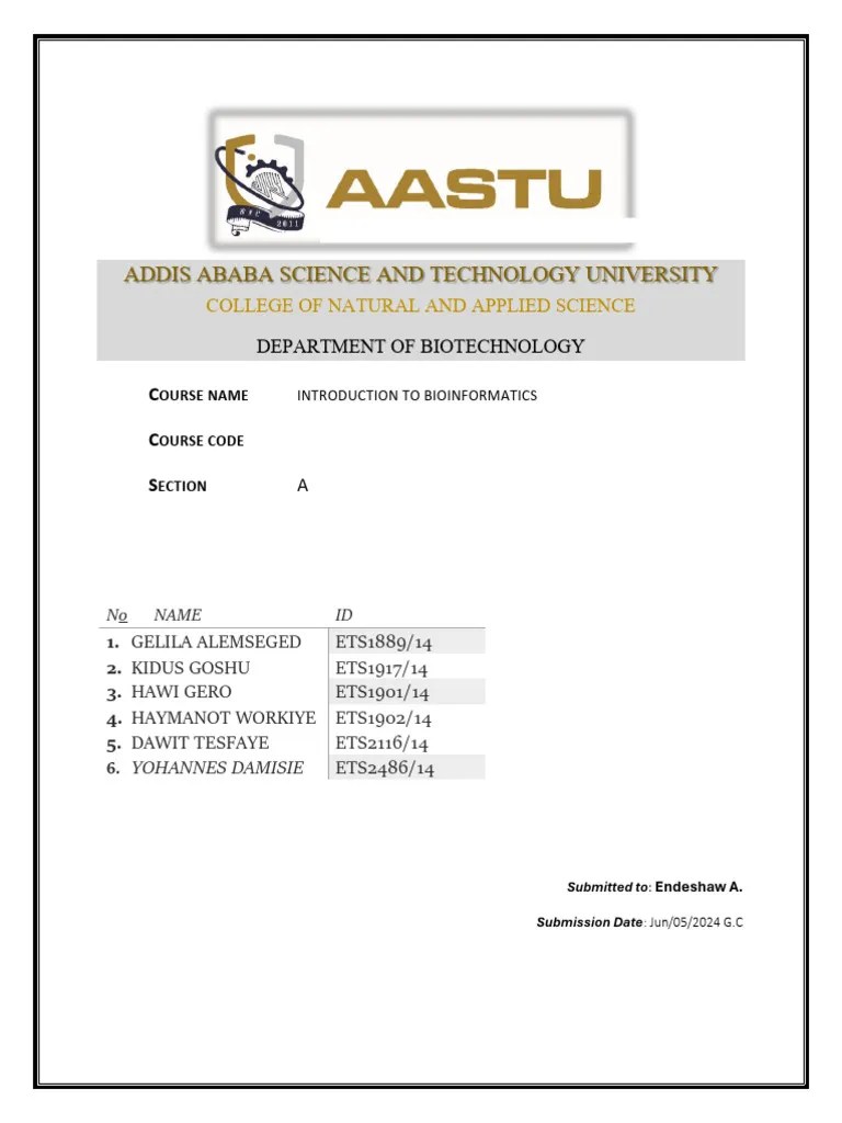 Bioinformatics Lab Assignment Group 3 | PDF | Sequence Alignment ...