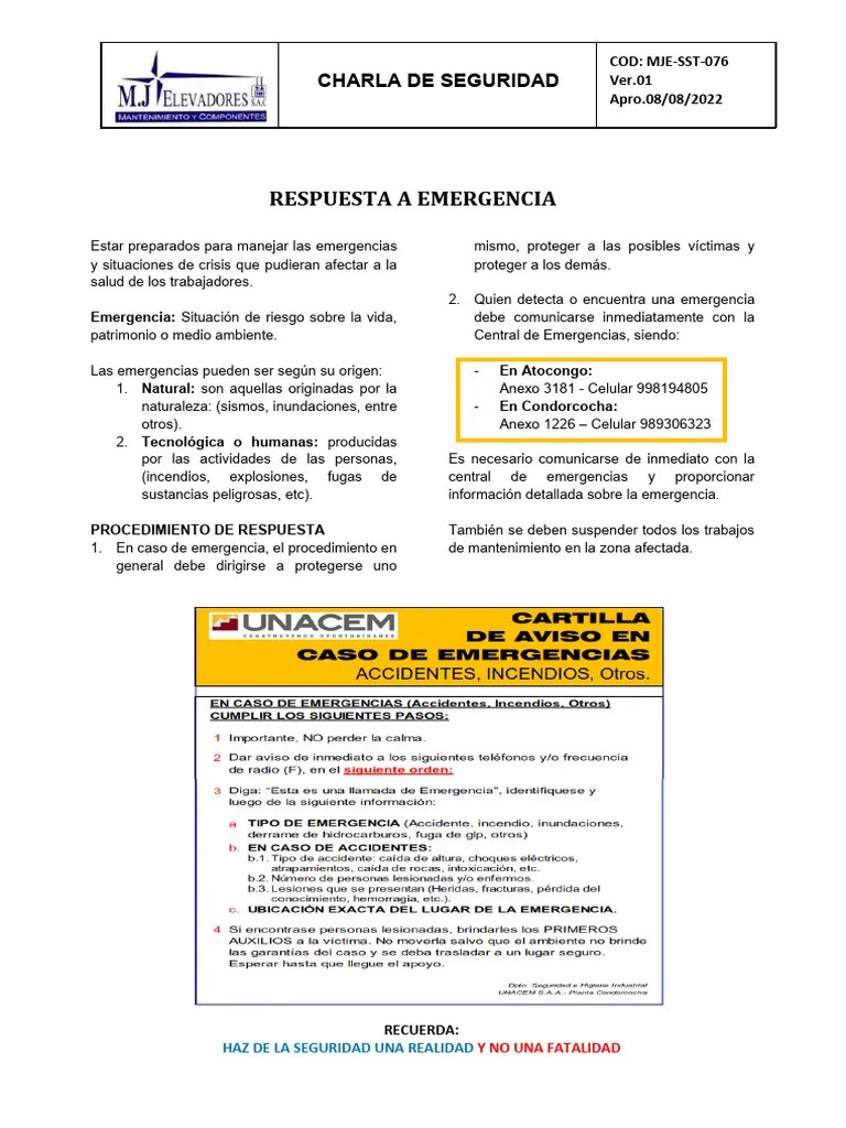 RESPUESTA DE EMERGENCIA - MJ | PDF