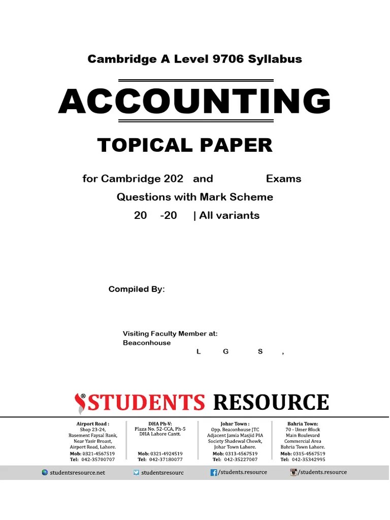 9706 A Level Accounting P2 Topical QP 1 | PDF