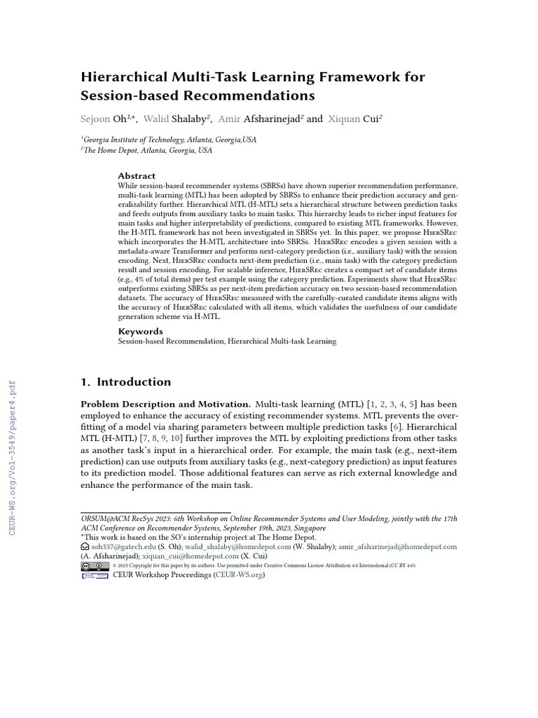 Hierarchical Multi-Task Learning Framework For | PDF
