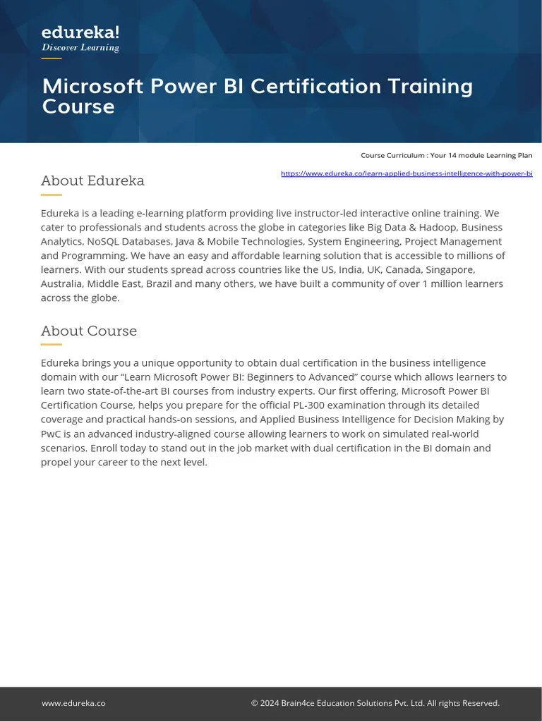 Learn Microsoft Power BI Beginners To Advanced - Edureka | PDF ...