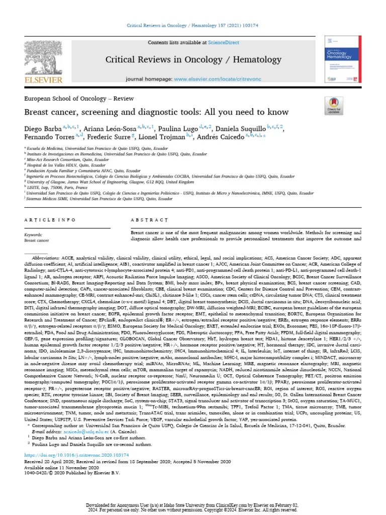 Explain Biomarker Terminology - Breast Cancer, Screening And Diagnostic ...