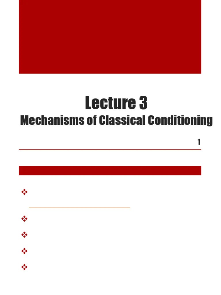 3 Mechanisms Of Classical Conditioning | PDF