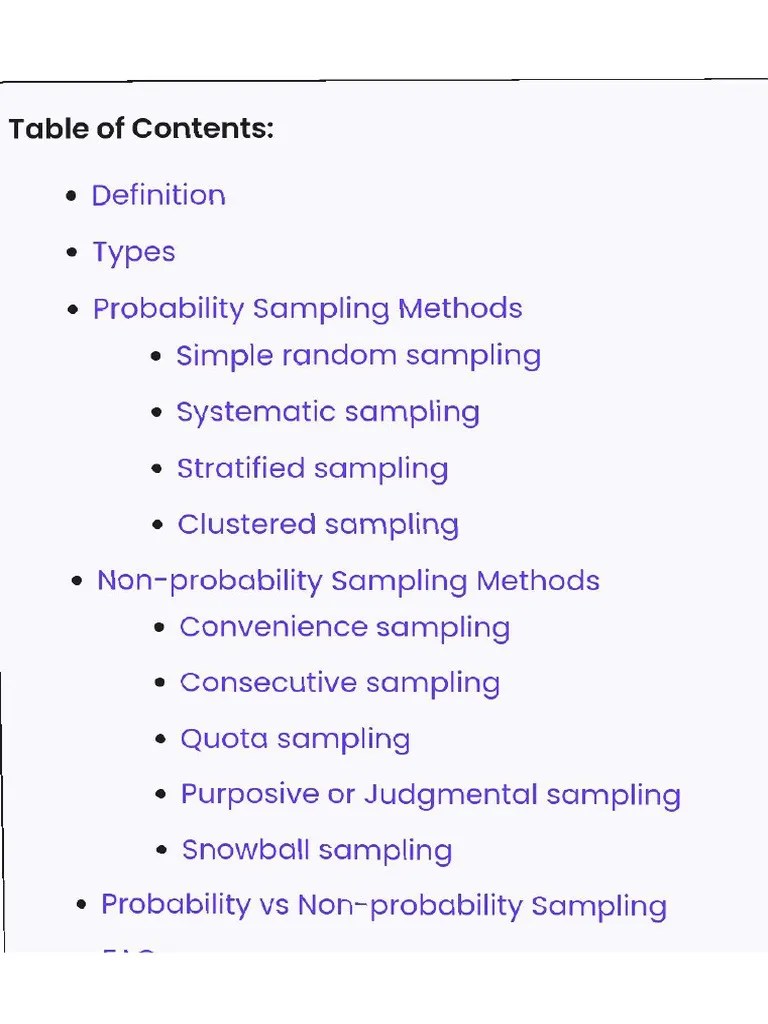 Types Of Sampling Methods(techniques) | PDF