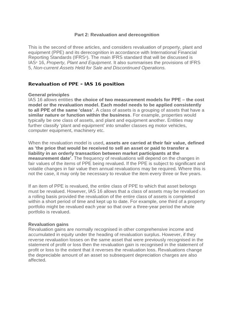 Part 2 Revaluation And Derecognition (IAS 16) | PDF | Fair Value ...