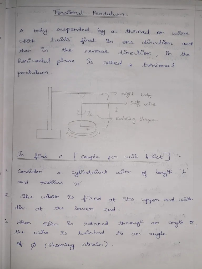 Torsional Pendulum Notes PHYSICS | PDF
