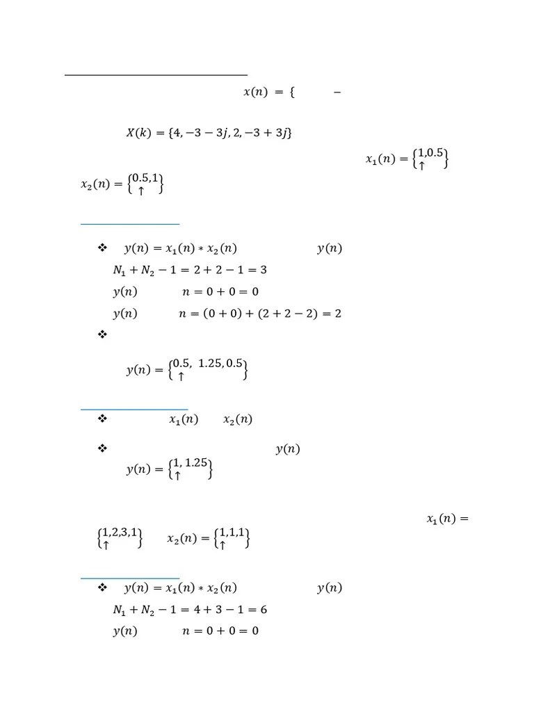 Linear Cicruclar Convolution - Practice Problems | PDF | Discrete ...