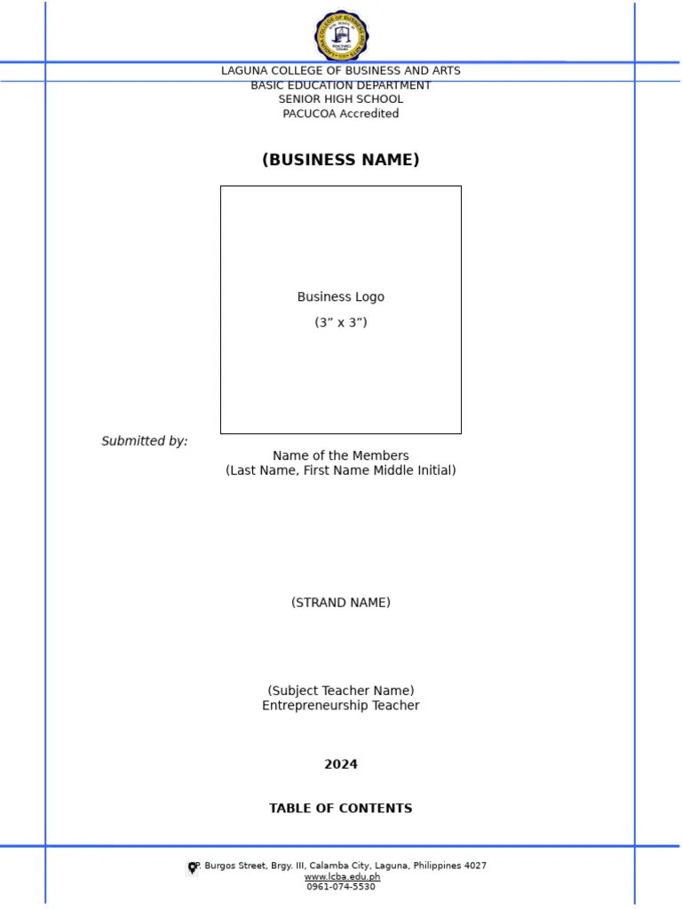 Business Plan Format | PDF