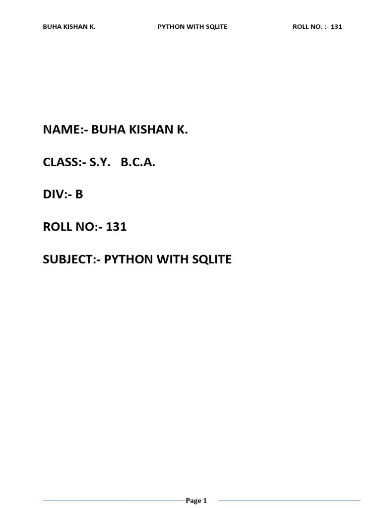 Kishan Sqlite Python | PDF | Cross Platform Software | Teaching Methods ...