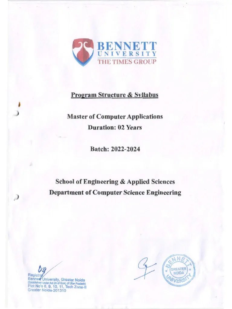 Master Of Computer Applications 2022 2024 | PDF