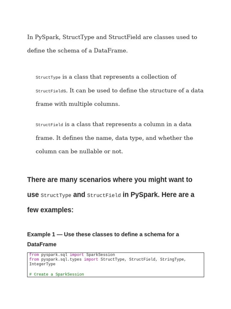 Understanding PySpark's StructType And StructField For Complex Data ...