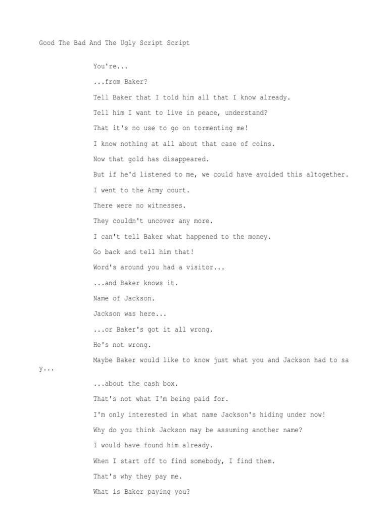 The Good The Bad And The Ugly | PDF | Violence | Crime Thriller