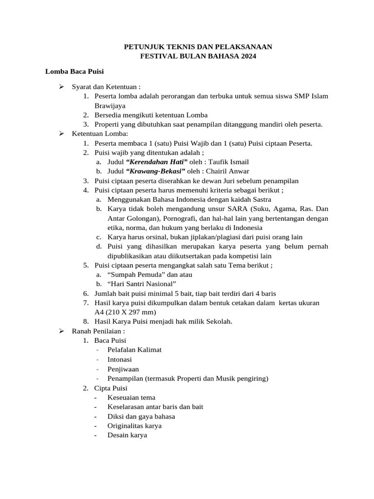 Lomba Cipta Dan Baca Puisi | PDF
