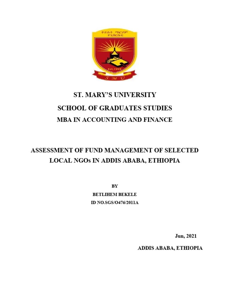 ASSESSMENT OF FUND MANAGEMENT OF SELECTED LOCAL NGOs IN ADDIS ABABA ...
