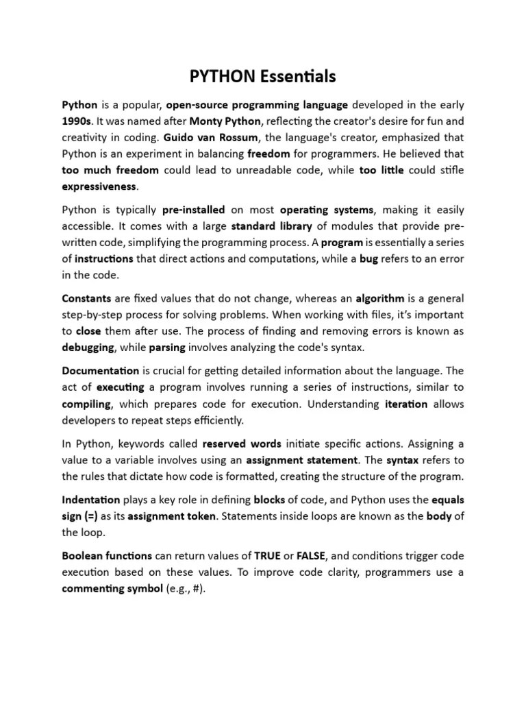 PYTHON Essentials | PDF