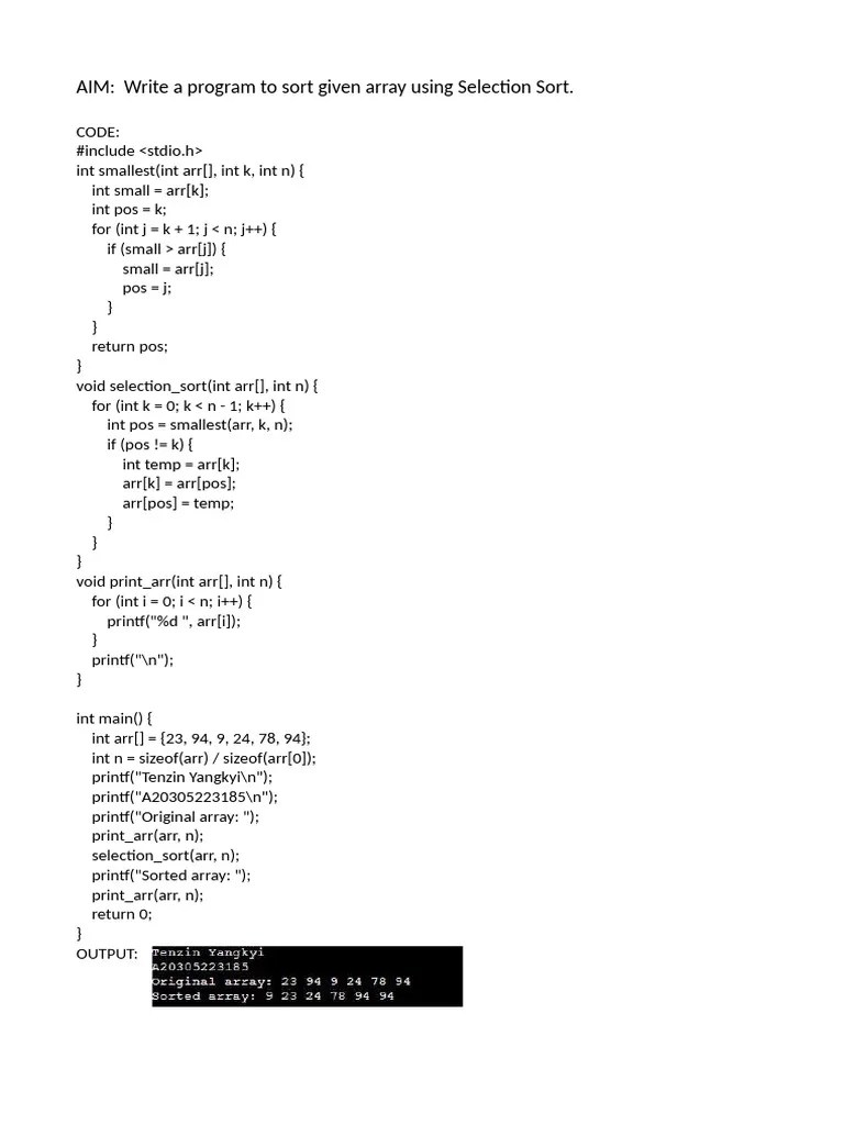 Selection Sort | PDF