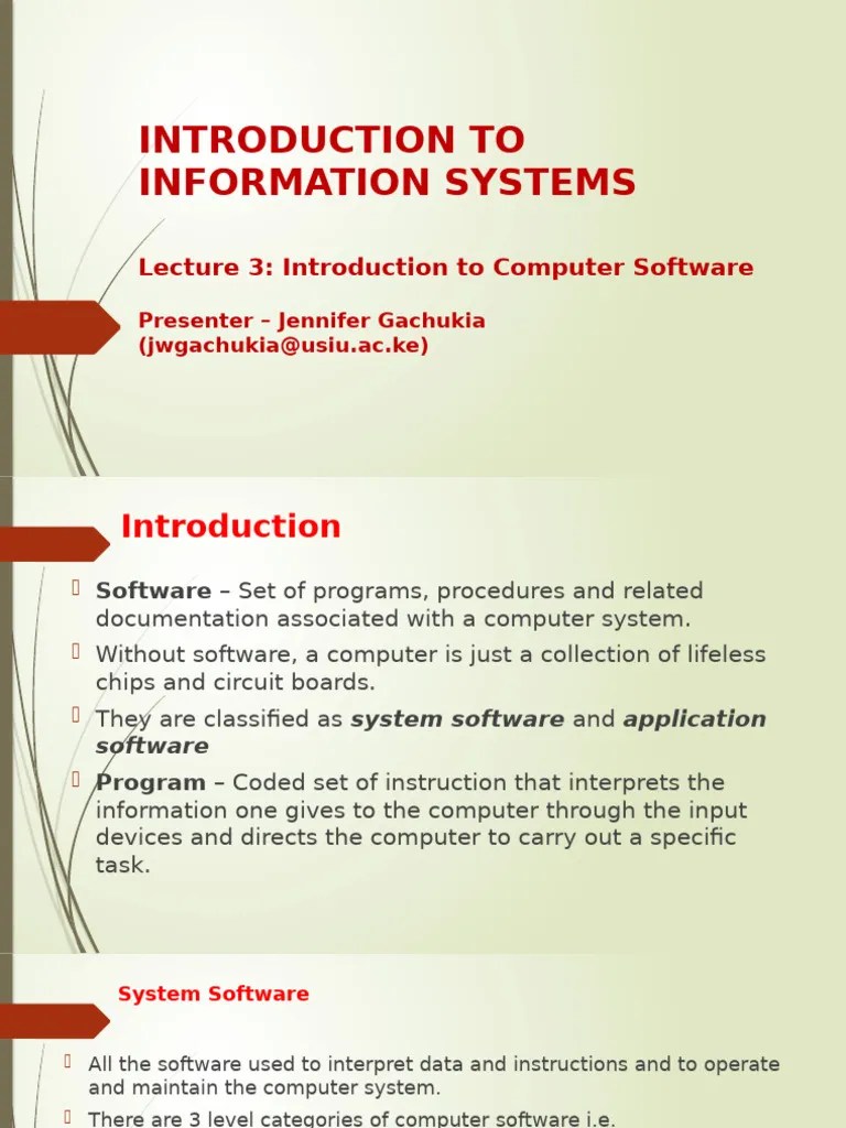 Lecture 3-Introduction To Computer Software | PDF