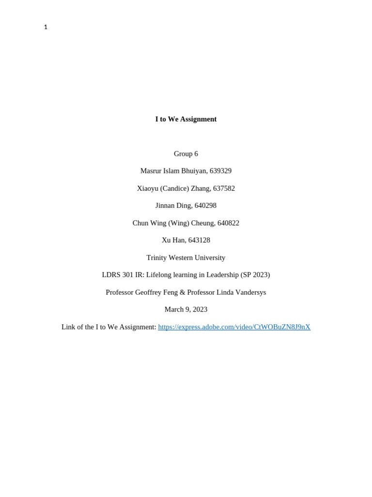 Assignment 3 (Group 6) - I To We | PDF