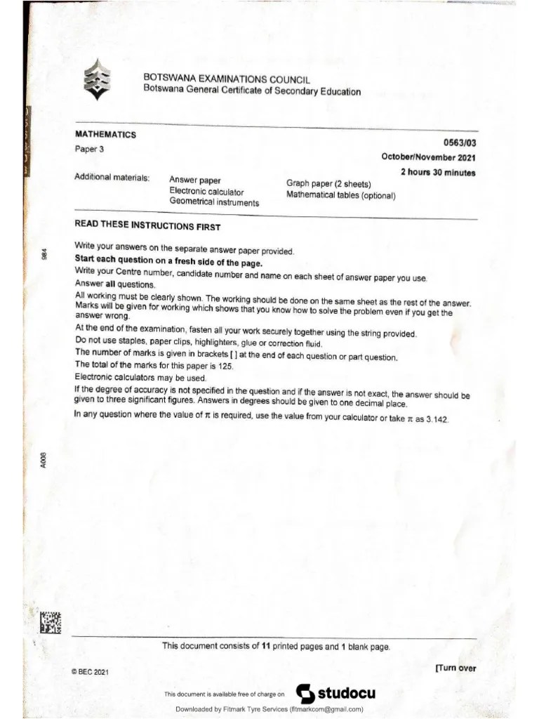 Paper 3 Maths BGCSE | PDF