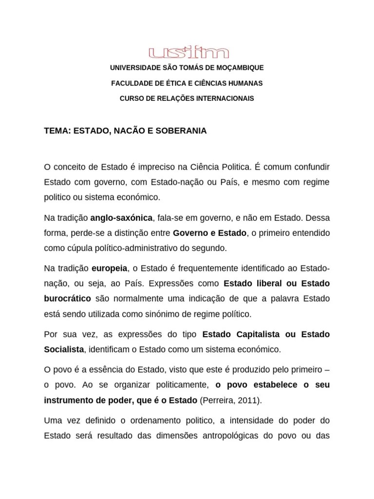 3a Aula Estado, Nacao E Soberania 2024 | PDF