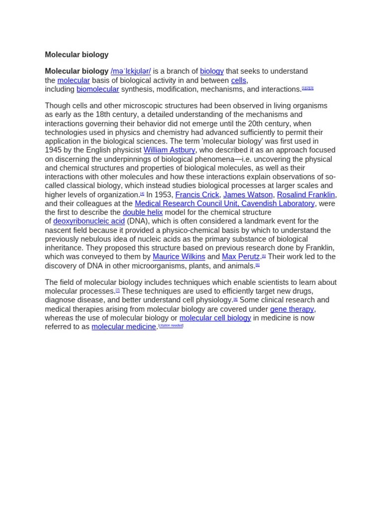 Molecular Biology Basics | PDF