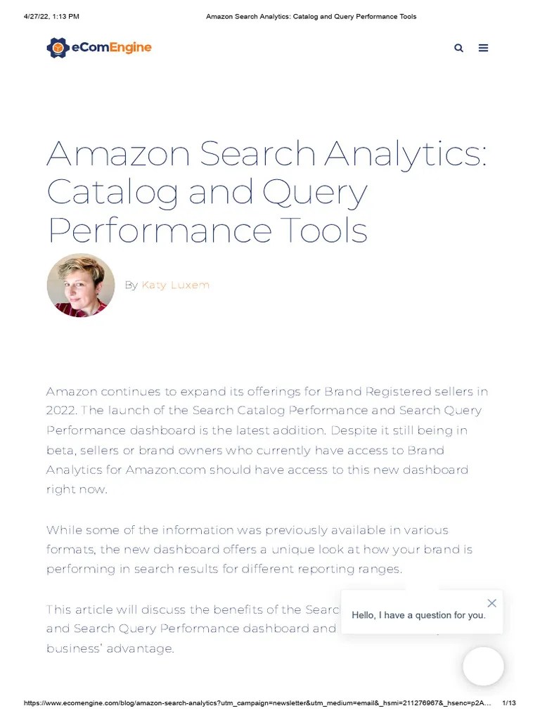 Amazon Search Analytics - Catalog And Query Performance Tools | PDF