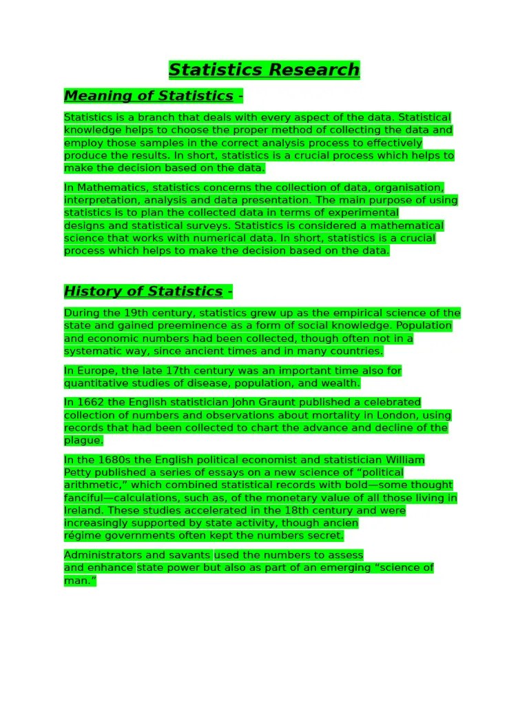 Statistics Definition | PDF