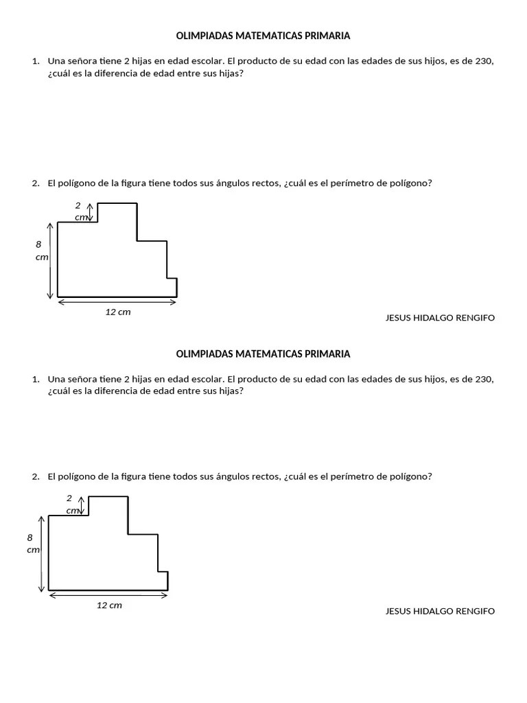 OLIMPIADAS MATEMATICAS PRIMARIA 1 | PDF