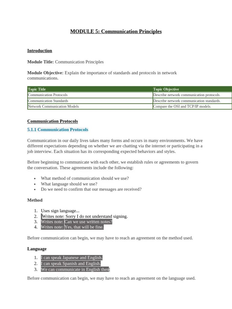 Module 5 Communication Principles | PDF | Osi Model | Computers
