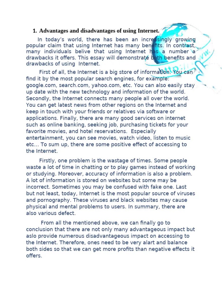 Advantages And Disadvantages Of Using Internet | PDF | Social Science ...