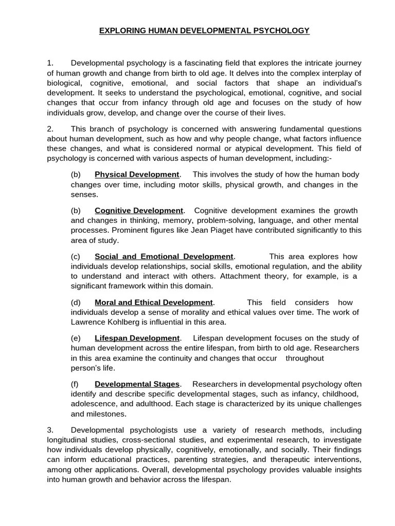 HUMAN DEVELOPMENTAL PSYCHOLOGY | PDF