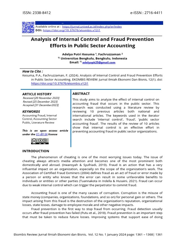 Analysis Of Internal Control And Fraud Prevention | PDF
