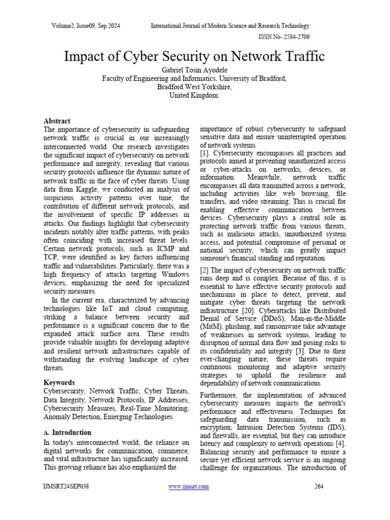 Impact Of Cyber Security On Network Traffic | PDF | Computers | Security