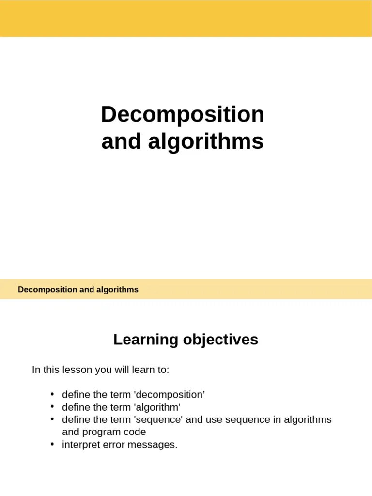 U01 01 Decomposition And Algorithms - Slides | PDF