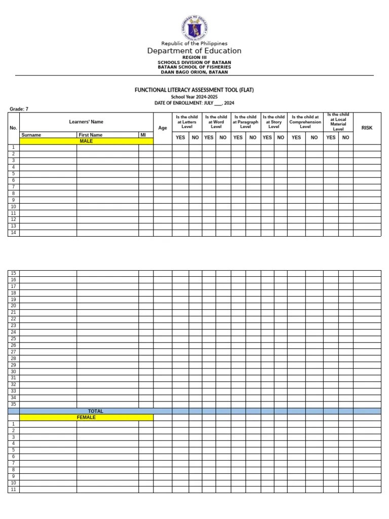FLAT ASSESSMENT TOOL TEMPLATE | PDF