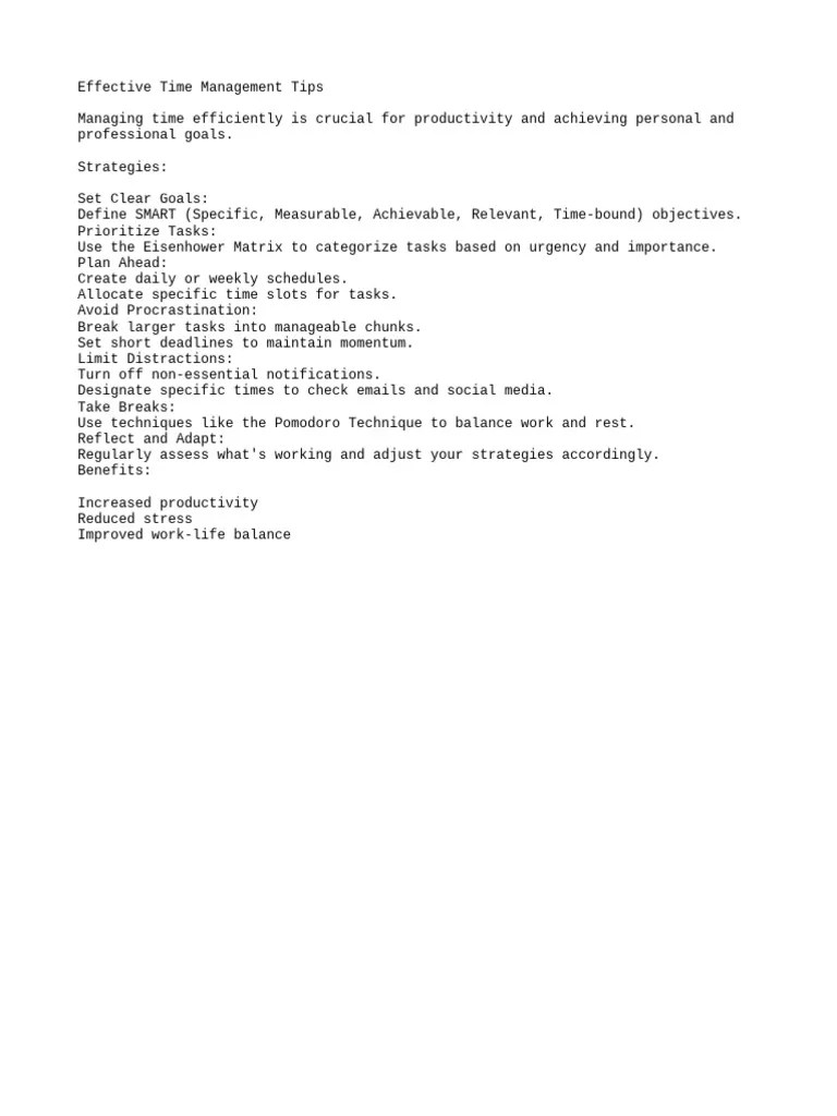 Effective Time Management Tips | PDF