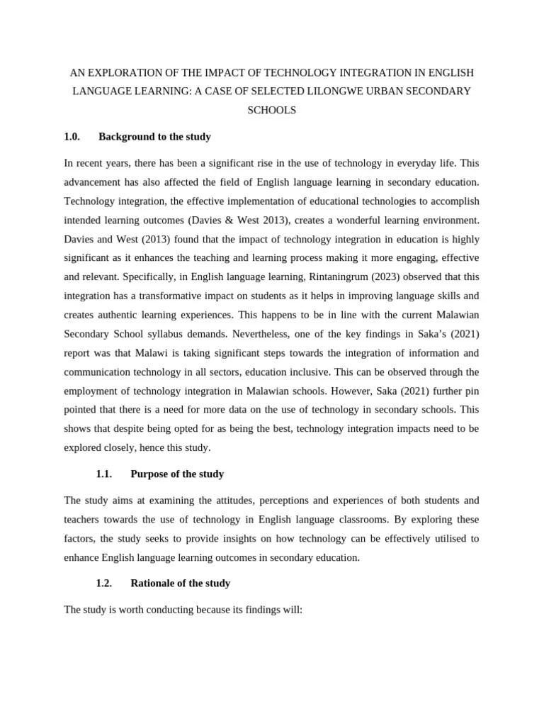 An Exploration Of The Impact Of Technology Integration On English ...