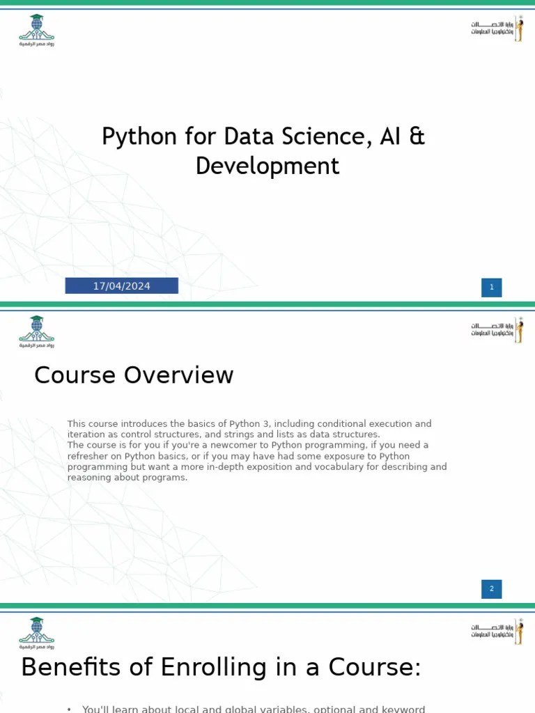 Python For Data Science, AI & Development | PDF