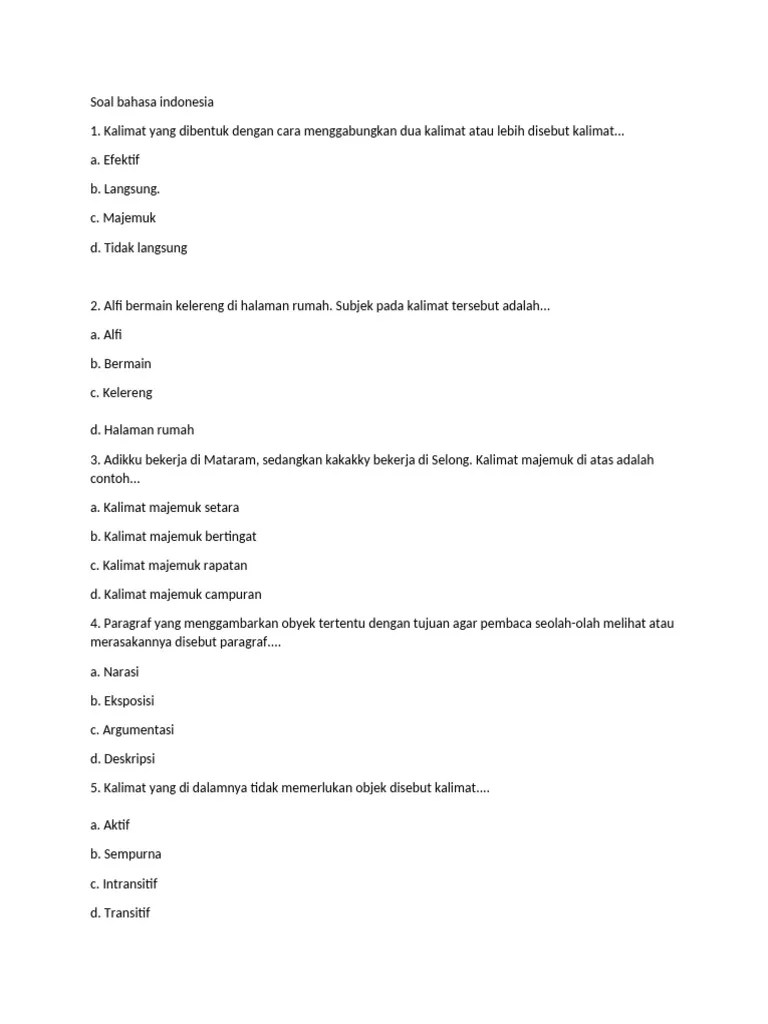 Soal Bahasa Indonesia | PDF