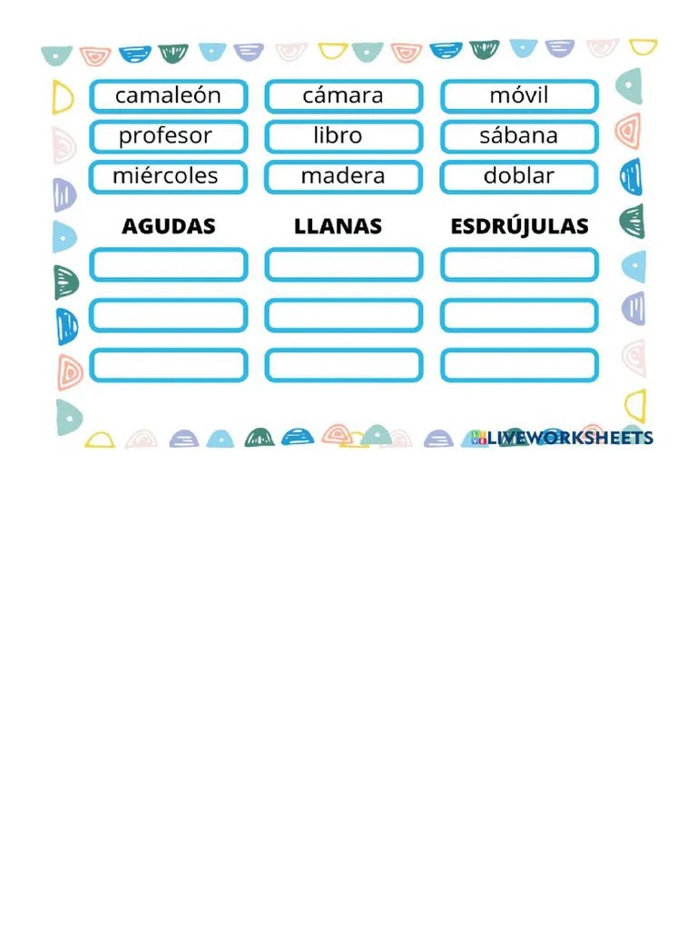 Palabras Agudas, Llanas Y Esdrújulas | PDF