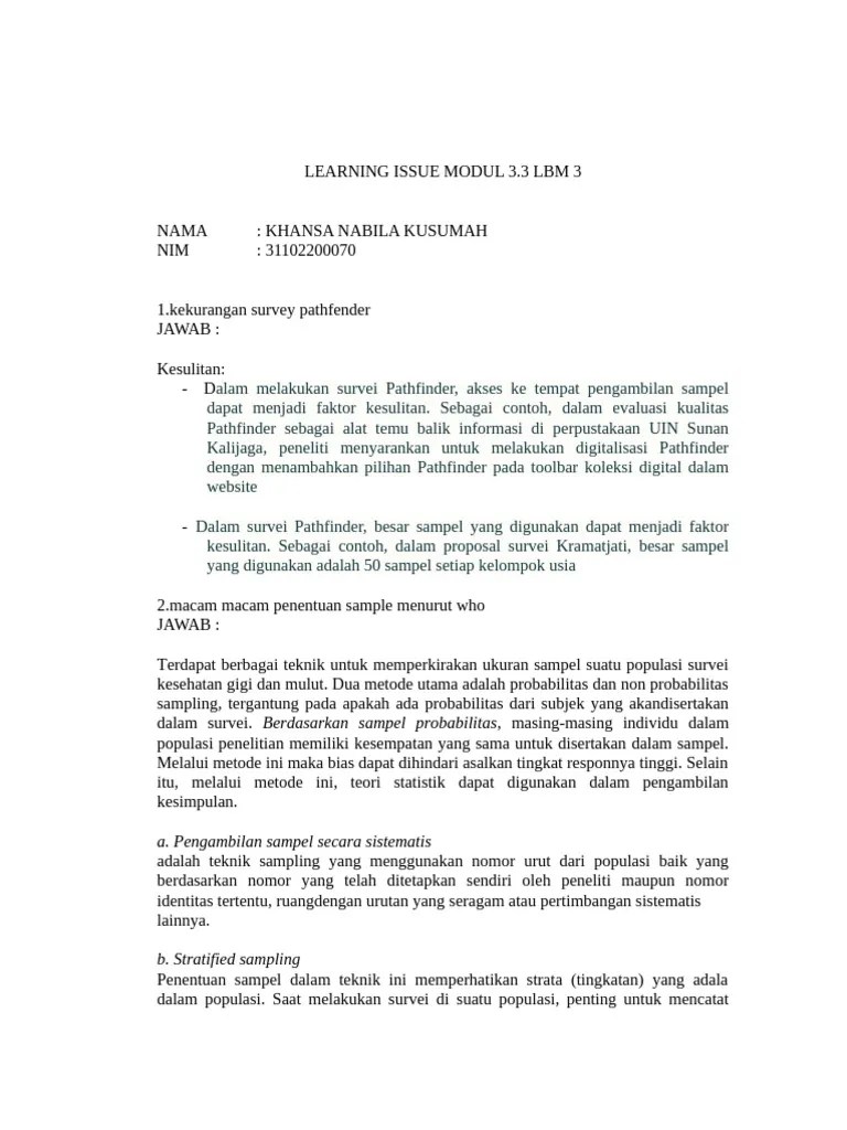 LEARNING ISSUE MODUL 3.3 LBM 3 | PDF