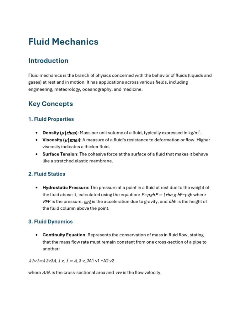 Fluid Mechanics | PDF | Fluid Dynamics | Teaching Methods & Materials