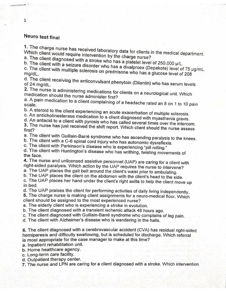 Final Neuro Test | PDF