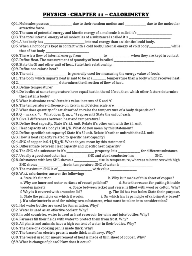Calorimetry Pdf Science Mathematics