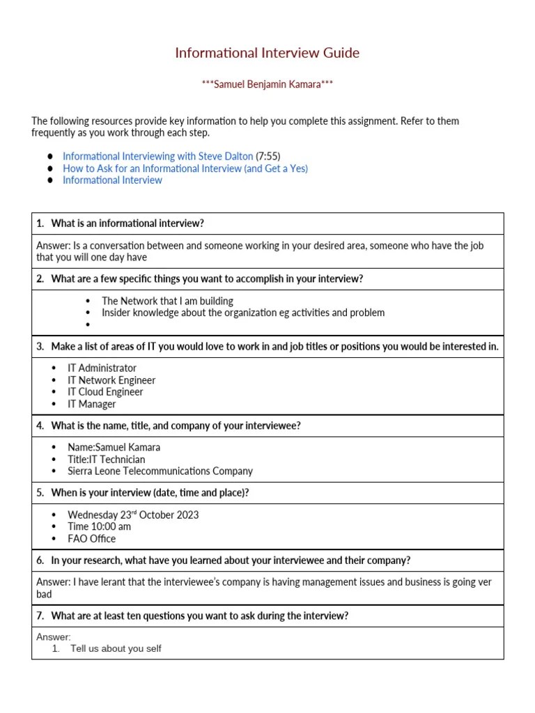 Informational Interview Guide | PDF